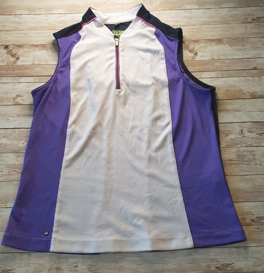 Tail Tech Women's M Purple and White 1/4 zip Sleeveless Golf Top